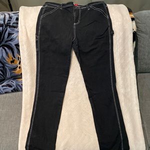 Dickies black carpenter pants with contrast white stitching
